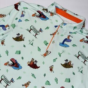 RSVLTS Breakfast Balls The Flintstones Golf Polo Shirt Mens AOP Size Large EUC